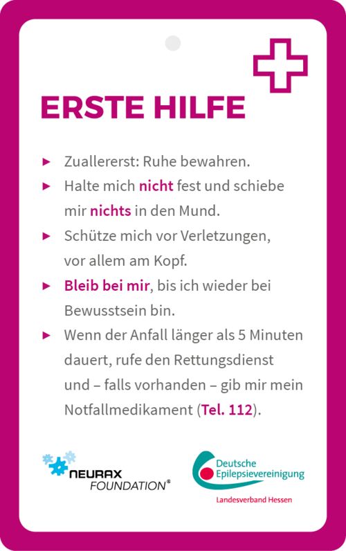 Rückseite DENA-Epilepsieausweis Rückseite DENA-Epilepsieausweis